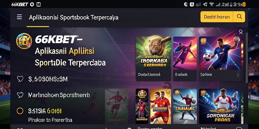 Screenshot utama 66KBET menampilkan antarmuka taruhan olahraga yang menarik.