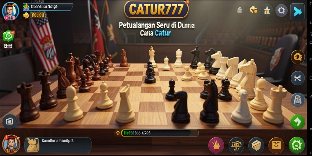 Tangkapan layar utama CATUR777 menampilkan aksi seru dalam permainan catur petualangan.