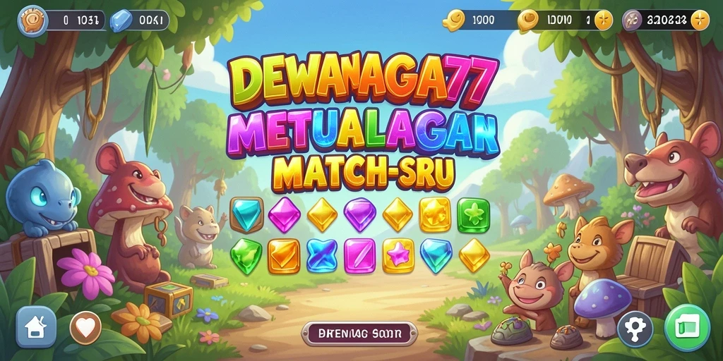 Tampilan menarik dari gameplay <strong>DEWANAGA77</strong> dengan aksi mencocokkan permata yang seru.