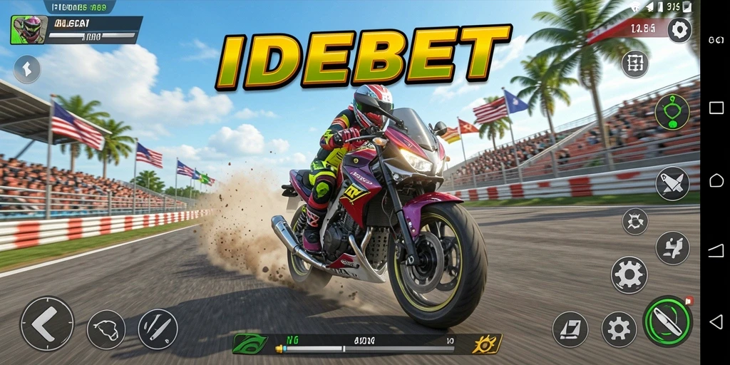 Tampilan gameplay menegangkan dari balapan motor di IDEBET.