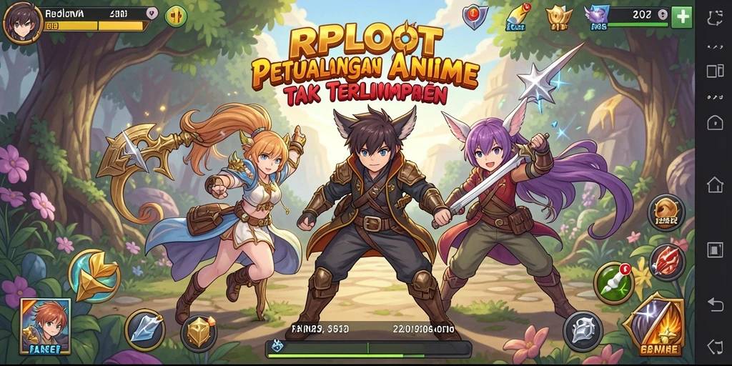 Tampilan gameplay RPLOOT yang memukau dengan karakter anime unik.