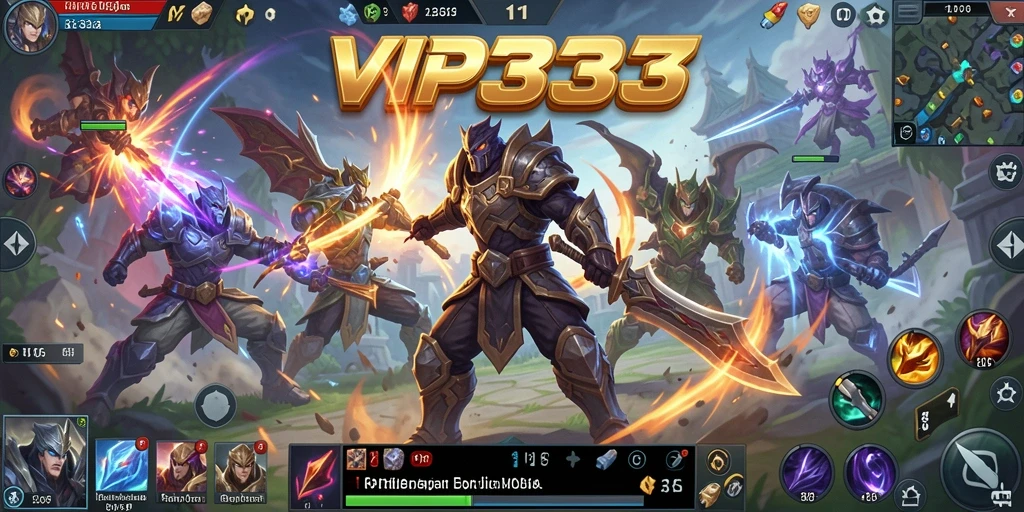 Gameplay MOBA seru dengan pertempuran tim strategis.